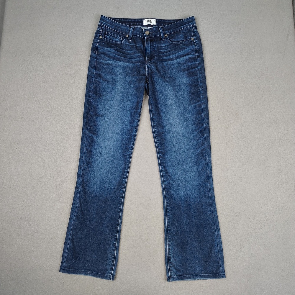 PAIGE Manhattan Jeans Women 30 Dark Wash Straight Stretch Waist Classic 32x30 EC